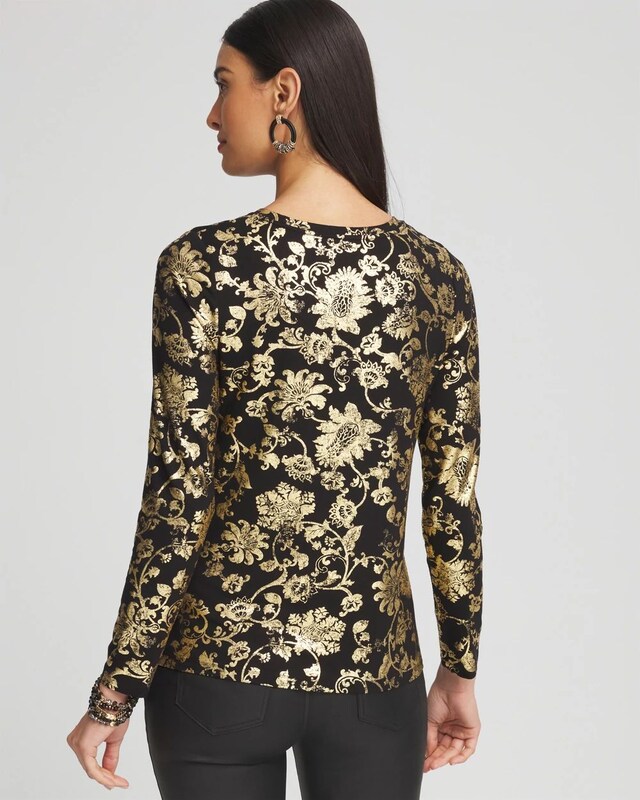 Touch of Cool Foiled Floral Layering Tee - image 3